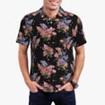 thumbnail image 1 of Pofeuu Bouquet Print Men's Loose Fit Midweight Short-Sleeve Pocket Polo-XX-Large, 1 of 6