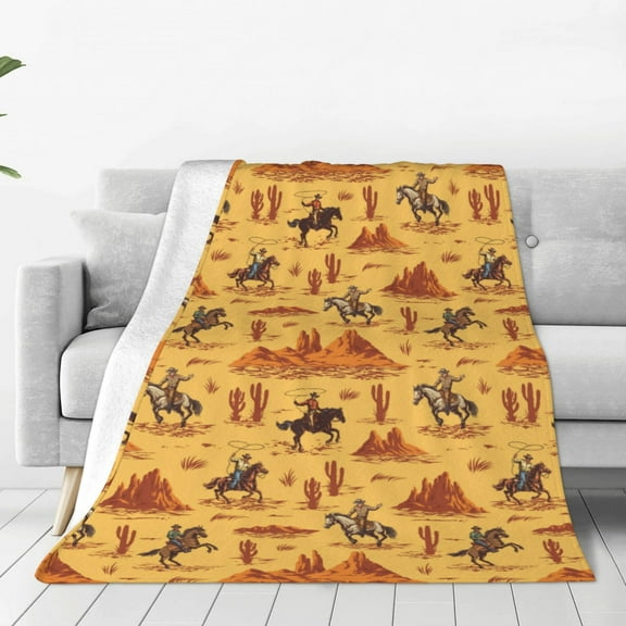 Pofeuu Brave Cowboys Print Ultra-Soft Micro Fleece Blanket,for Bed Or Sofa,All Season Throw Blankets Flannel Blanket-40"x30"