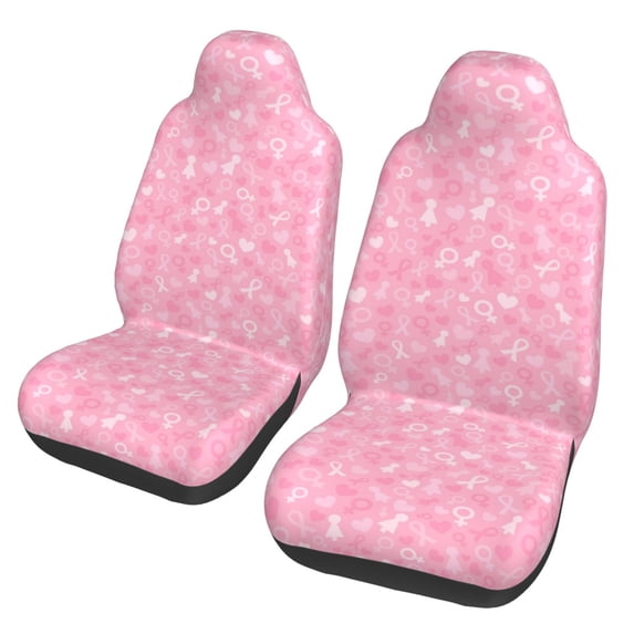 Pofeuu Breast Cancer Awareness Print Automotive Car Seat Covers Flat Cloth Full Set Seat Covers,Car Seat Covers front seats for Cars Trucks and SUVs(Two packs)