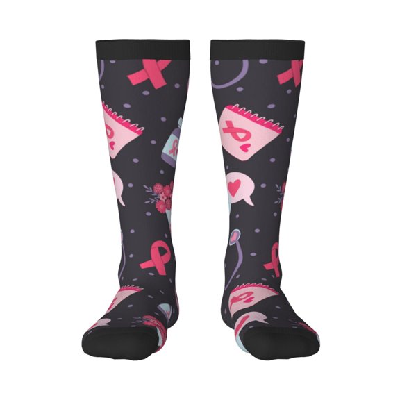 Pofeuu Breast Cancer Awareness1 Print Stockings, Adult Running Hiking Socks for Youth and Adult