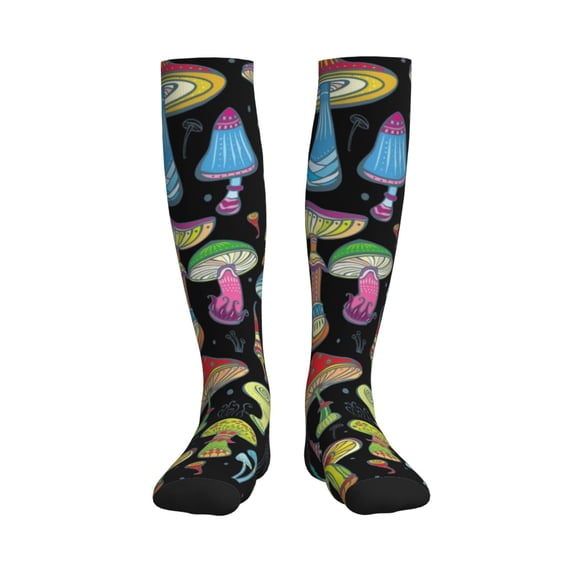Pofeuu Bright Mushrooms Print Compression Socks for Women & Men Circulation - Best Support for Nurses,Running,Athletic,Sports