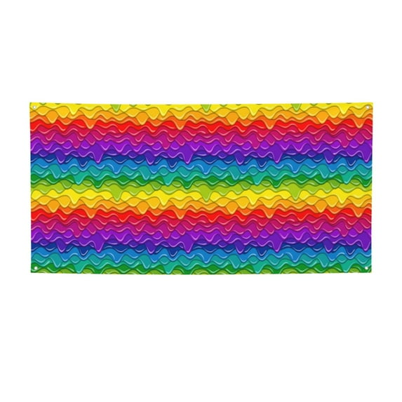 Pofeuu Bright Rainbow Print Colorful Yard Festival Banner Sign Party Outdoor & Indoor Party Decoration Banne Festival Yard Sign-