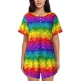 thumbnail image 1 of Pofeuu Bright Rainbow Print Women's Pajama Set Short/Shorts Soft Button PJs Elastic Drawstring Waist Sleepwear-Medium, 1 of 6