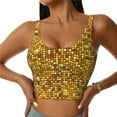 thumbnail image 1 of Pofeuu Bright Shiny Golden Print Sports Bra for Women Sexy Vest Yoga Running Gym Fitness Crop Bras Tops-Medium, 1 of 8