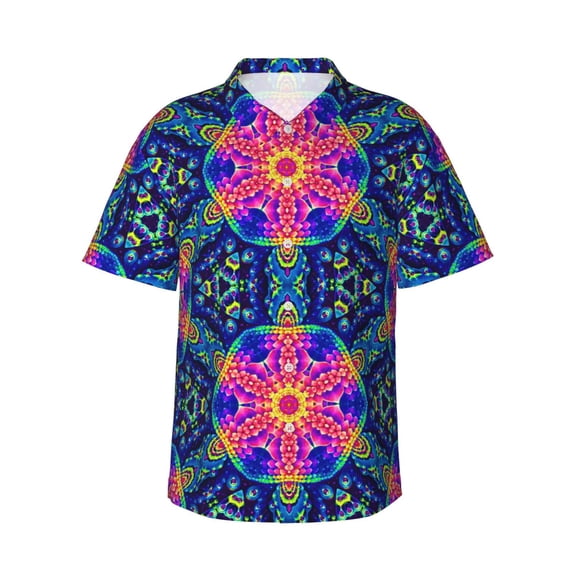Pofeuu Bright Turtles Print Hawaiian Shirt for Men Sleeves Casual Button Down Summer Beach Dress Shirts T-Shirts,Small