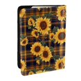 thumbnail image 1 of Pofeuu Brown Blue Plaid Sunflower Print Travel Document Organizer Passport Holder Men Women for Family (6.5 in x 4.5 in),Wallet Holder Credit Card Clutch Bag Case, 1 of 5