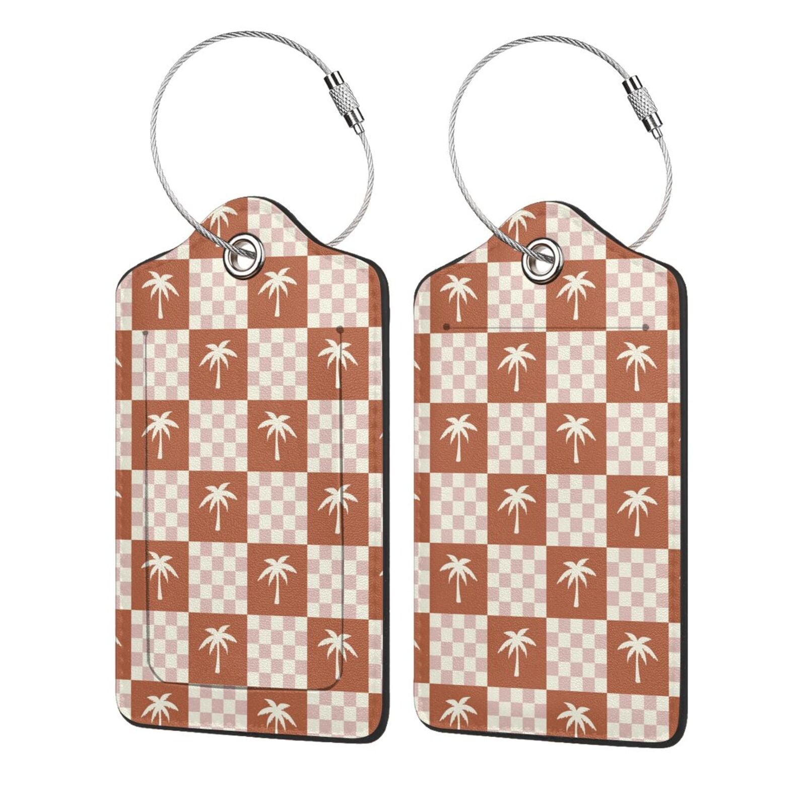 Pofeuu Brown Palms Print Luggage Tags, Privacy Cover ID Label with ...