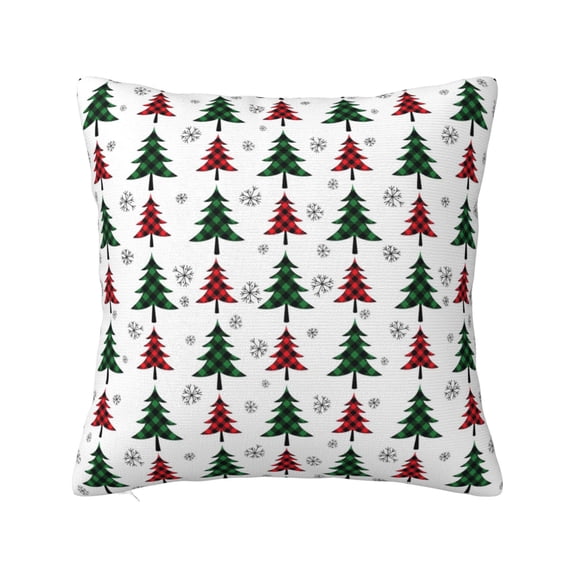 Pofeuu Buffalo Plaid Christmas Trees Print Double-sided plush pillowcase Square Throw Pillow Covers Pillows Cover for Living Room Bedroom Sofa Couch Cushion Cover(No pillow core)-18"x18"