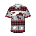 thumbnail image 1 of Pofeuu Buffalo Plaid Forest Print Hawaiian Shirt for Men Sleeves Casual Button Down Summer Beach Dress Shirts T-Shirts,Small, 1 of 7