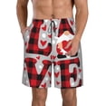 thumbnail image 1 of Pofeuu Buffalo Plaid Love And Gnome Prin Men's Swim Trunks Quick Dry Bathing Suit Swimming Board Shorts Mesh Lining Beach Swimwear-Small, 1 of 6