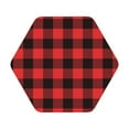 thumbnail image 1 of Pofeuu Buffalo Plaid Red Black Print Leather Coasters Set of 6, Round Cups Mugs Mat Pad for Home Kitchen Heat Resistant Drink Coasters,Hexagon, 1 of 7