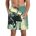 thumbnail image 1 of Pofeuu Bull Charging Through Waves Prin Men's Swim Trunks Quick Dry Bathing Suit Swimming Board Shorts Mesh Lining Beach Swimwear-Small, 1 of 6