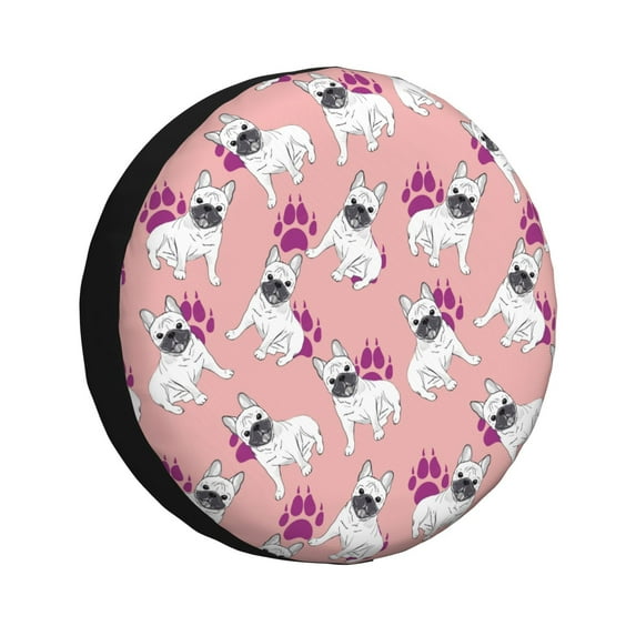 Pofeuu Bulldog Print Spare Tire Wheel Cover for Car Truck SUV Camper Universal Fit Spare Tire Cover RV Spare Tire Covers-15 inch