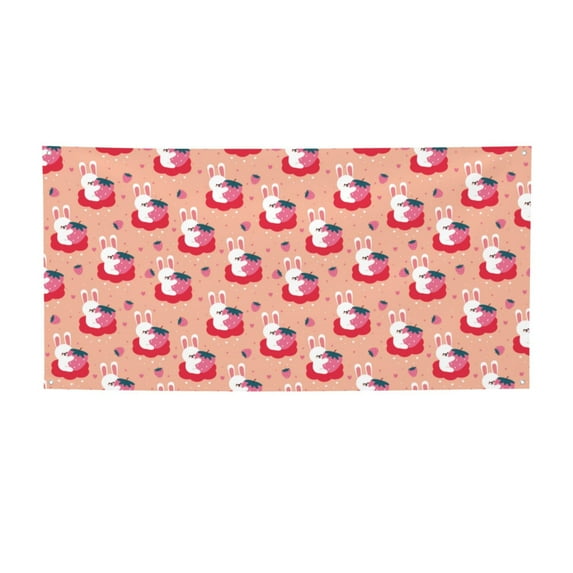 Pofeuu Bunny And Strawberry Print Colorful Yard Festival Banner Sign Party Outdoor & Indoor Party Decoration Banne Festival Yard Sign-Small