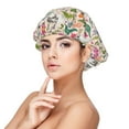 thumbnail image 1 of Pofeuu Bunny Floral Print Silk Bonnet for Sleeping, Satin Hair Bonnets, Soft Elastic Band Silk Sleep Cap, Hair Wrap, 1 of 6