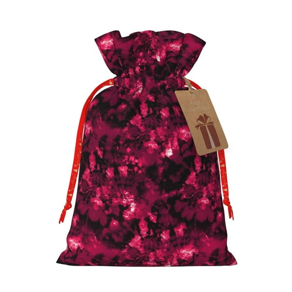 Pofeuu Burgundy Tie Dye Print Burlap Bags with Drawstrings Drawstring Gift Bags Pouch Bag for Thankgiving Birthday Party Gift Wrapping Treats and Party Favors-Small