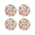 thumbnail image 1 of Pofeuu Butterflies and Roses Print Coasters for Drinks, 4Pack PU Leather Coasters, Bar Drink Coasters for Tabletop Protection, Furniture from Damage-Round Shape, 1 of 6