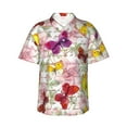 thumbnail image 1 of Pofeuu Butterflies and Vintage Print Hawaiian Shirt for Men Sleeves Casual Button Down Summer Beach Dress Shirts T-Shirts,Small, 1 of 1