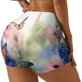 thumbnail image 1 of Pofeuu Butterfly And Flowers Print Workout Shorts for Women Scrunch Butt Lifting High Waisted Yoga Gym Seamless Booty Biker Shorts-X-Large, 1 of 8