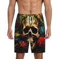 thumbnail image 1 of Pofeuu Butterfly Flower Plant Skull Print Men's Soft Woven Elastic Waistband Sleep Pajama Short-X-Large, 1 of 6