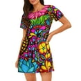 thumbnail image 1 of Pofeuu Butterfly Garden Print Women's Loose Fit Short Sleeve Nightgown, Comfortable Sleep Dress for Women, Casual Lounge Sleepwear, Soft Cotton Sleep Dress, 1 of 6