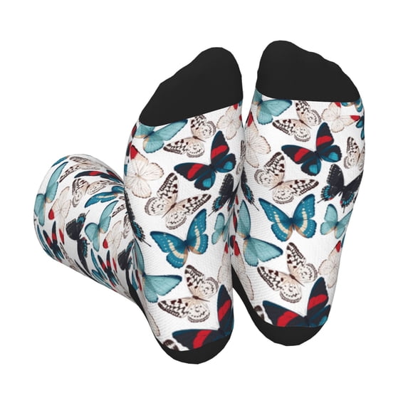 Pofeuu Butterfly Print Crew Socks, Adult Running Hiking Socks for Youth and Adult