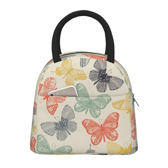 Pofeuu Butterfly Print Lunch Bag for Adult Insulated Lunch Box,Leakproof Cooler Food Lunch Containers Reusable High Capacity Lunch Tote Bags-One Size