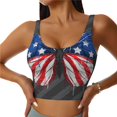 thumbnail image 1 of Pofeuu Butterfly With USA Flag Print Sports Bra for Women Sexy Vest Yoga Running Gym Fitness Crop Bras Tops-Medium, 1 of 8