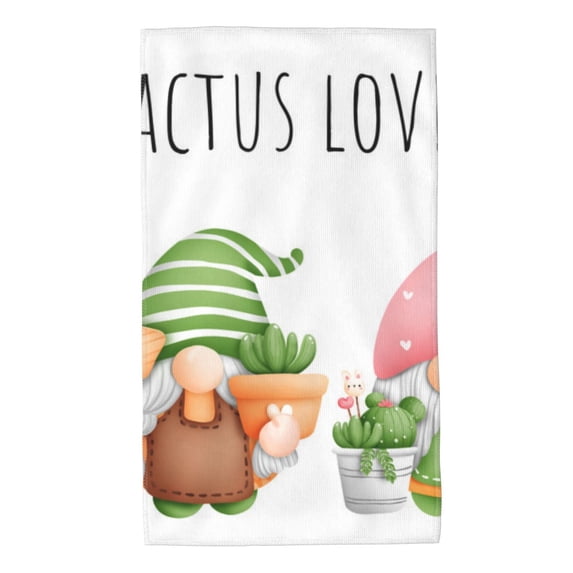 Pofeuu Cactus Gnome Print Hand Towel 27.5" x 16" Soft Absorbent Towel for Bathroom SPA Gym Hotel