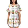 thumbnail image 1 of Pofeuu Cactus Gnome Print Women's Pajama Set Short/Shorts Soft Button PJs Elastic Drawstring Waist Sleepwear-Large, 1 of 6
