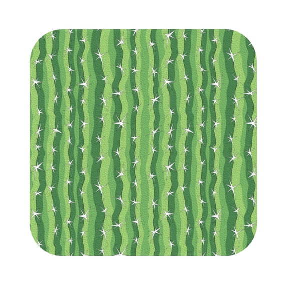 Pofeuu Cactus Print Leather Coasters Set of 6, Round Cups Mugs Mat Pad for Home Kitchen Heat Resistant Drink Coasters,Square