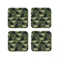 thumbnail image 1 of Pofeuu Camouflage Shark Print Coasters for Drinks, 4Pack PU Leather Coasters, Bar Drink Coasters for Tabletop Protection, Furniture from Damage-Square, 1 of 6