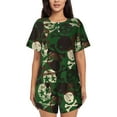 thumbnail image 1 of Pofeuu Camouflage Skull Print Women's Pajama Set Short/Shorts Soft Button PJs Elastic Drawstring Waist Sleepwear-4X-Large, 1 of 6