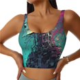 thumbnail image 1 of Pofeuu Cartoon Art Skull Print Sports Bra for Women Sexy Vest Yoga Running Gym Fitness Crop Bras Tops-X-Large, 1 of 8