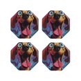 thumbnail image 1 of Pofeuu Cartoon Big-Eyed Dog Print Coasters for Drinks, 4Pack PU Leather Coasters, Bar Drink Coasters for Tabletop Protection, Furniture from Damage-Octagon, 1 of 6