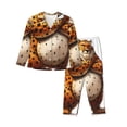 thumbnail image 1 of Pofeuu Cartoon Cheetah With Attitude Print Womens Pajamas Set Long Sleeve Sleepwear Button Down Nightwear Soft Pj Lounge Sets Button Down Pajamas Women-Small, 1 of 7