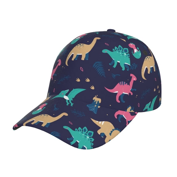 Pofeuu Cartoon Dinosaur Print Adult Adjustable Embroidered Graphic Baseball Hat for Men and Women