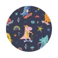 thumbnail image 1 of Pofeuu Cartoon Dinosaur Scooter Sport Blue Print Leather Coasters Set of 6, Round Cups Mugs Mat Pad for Home Kitchen Heat Resistant Drink Coasters,Round Shape, 1 of 7