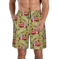 thumbnail image 1 of Pofeuu Cartoon Fire Truck Prin Men's Swim Trunks Quick Dry Bathing Suit Swimming Board Shorts Mesh Lining Beach Swimwear-Medium, 1 of 6