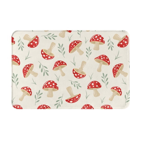 Pofeuu Cartoon Flat Mushrooms Print Flannel Doormats Rug16"x24"Rug Washable Doormats Indoor Outdoor Rugs for Layered Front Door Mats, Porch, Kitchen, Entryway