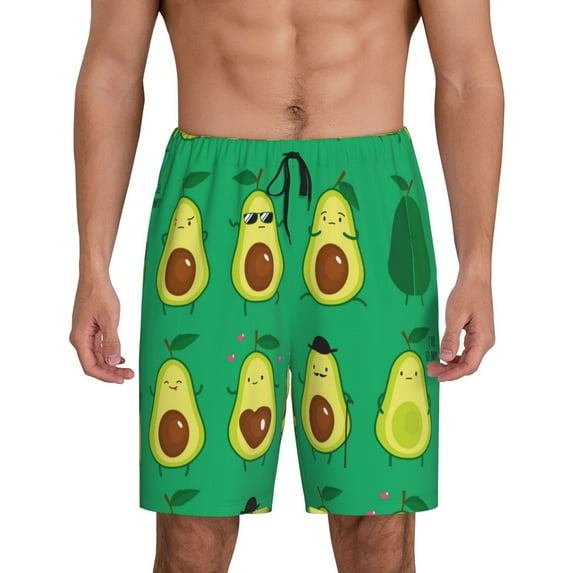 Pofeuu Cartoon Fruit 1 Print Men's Soft Woven Elastic Waistband Sleep Pajama Short-Small