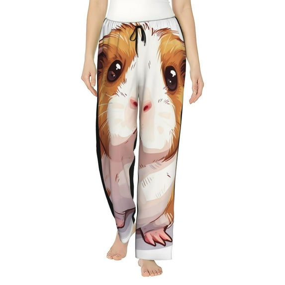Pofeuu Cartoon Guinea Pig Print Women's Fashion Pajama Pants with Pockets Comfy Drawstring Sleep Lounge Bottoms-Small