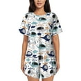 thumbnail image 1 of Pofeuu Cartoon Helicopters Print Women's Pajama Set Short/Shorts Soft Button PJs Elastic Drawstring Waist Sleepwear-Large, 1 of 6