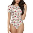 thumbnail image 1 of Pofeuu Cartoon Koala Bear Print Short Sleeve Body Suits Women Round Neck Bodysuits for Women Onesie Adult Set Body Suit-XX-Large, 1 of 7
