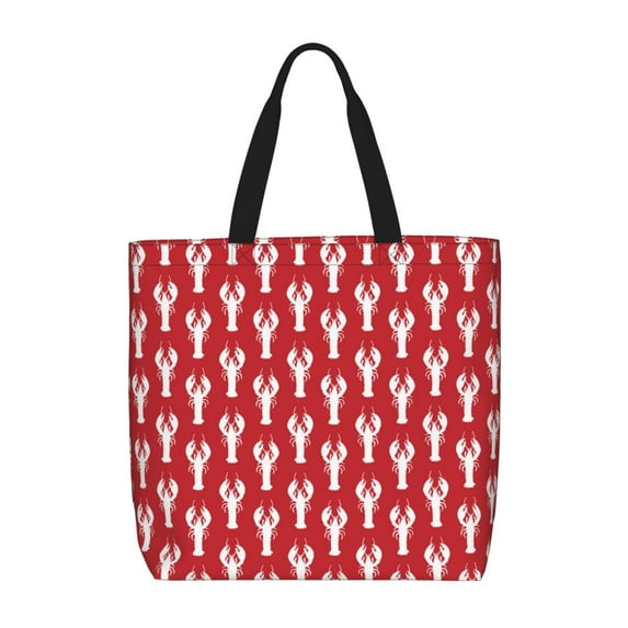 Pofeuu Cartoon Lobster Print Tote Bag for Women,Hobo HandBags with Zipper,Large Capacity Casual Shoulder Handbags with Inner Pockets