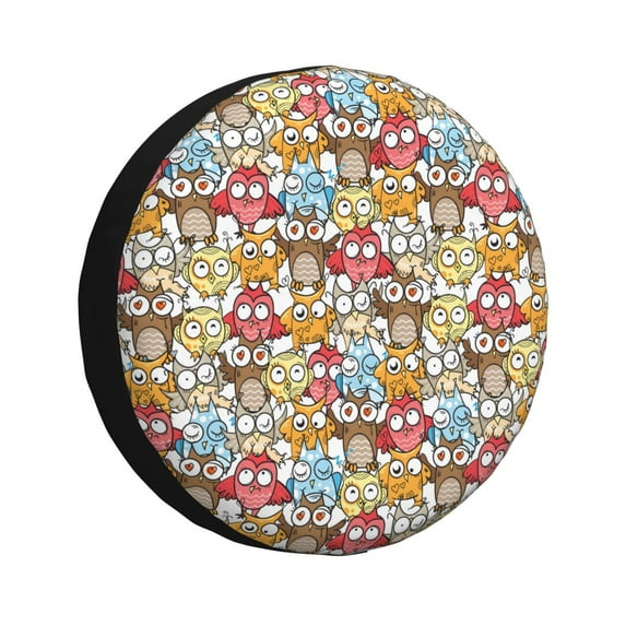 Pofeuu Cartoon Owls 1 Print Spare Tire Wheel Cover for Car Truck SUV Camper Universal Fit Spare Tire Cover RV Spare Tire Covers-17 inch
