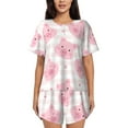 thumbnail image 1 of Pofeuu Cartoon Pig Print Women's Pajama Set Short/Shorts Soft Button PJs Elastic Drawstring Waist Sleepwear-Small, 1 of 6