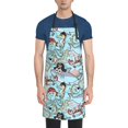 thumbnail image 1 of Pofeuu Cartoon Pirate Print Waterproof Apron with Pockets Adjustable Cooking Aprons Kitchen Bib for Baking Household Cleaning, 1 of 8