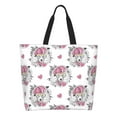 thumbnail image 1 of Pofeuu Cartoon Poodle Dog Print Reusable Grocery Bags - Washable, Foldable, Packable Tote, Large Handles, Heavy Duty, Zippered Top Pouch, 1 of 8