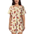 thumbnail image 1 of Pofeuu Cartoon Popcorn Print Women's Pajama Set Short/Shorts Soft Button PJs Elastic Drawstring Waist Sleepwear-Large, 1 of 6